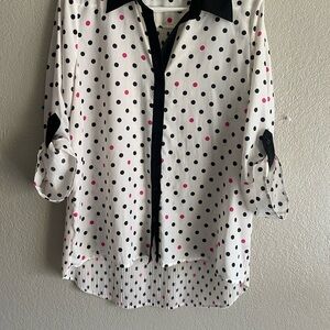 Polka Dot Women's Top - Black, White, and Pink